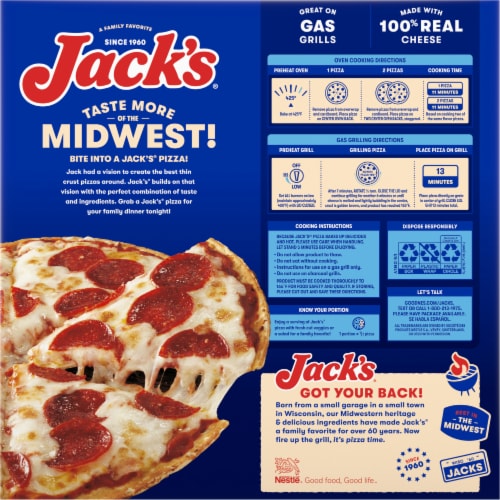  Jack’s Original Thin Pepperoni Pizza Thin Crust Meat Pizza Frozen Perspective: back