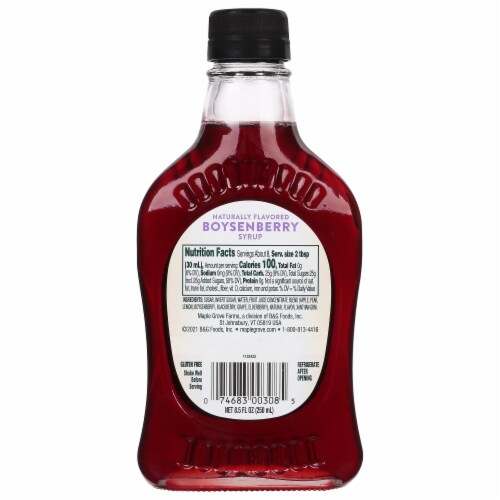 Maple Grove Farms Boysenberry Syrup Perspective: back
