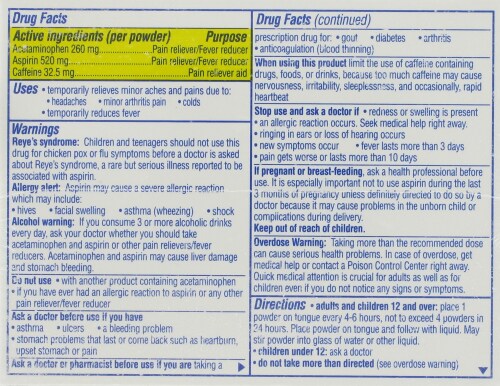 Goody's Extra Strength Headache Powder Perspective: back