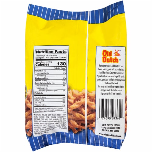 Old Dutch Gourmet Seasoned Spindles Pretzels Perspective: back