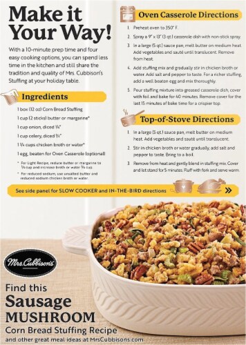 Mrs. Cubbison's® Seasoned Corn Bread Stuffing Perspective: back