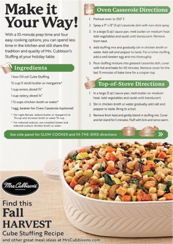Mrs. Cubbison's Herb Seasoned Cube Stuffing Perspective: back