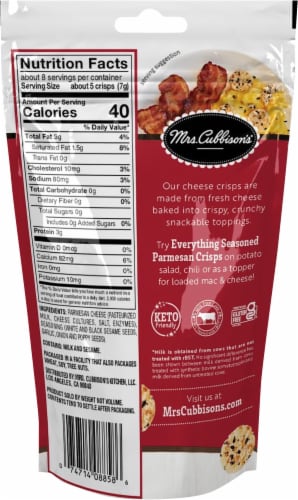Mrs. Cubbison's Gluten Free Everything Seasoned Parmesan Crisps Perspective: back