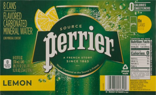 Perrier® Lemon Flavored Sparkling Water Perspective: back