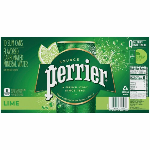 Perrier Lime Flavored Carbonated Mineral Water 10 Count Perspective: back