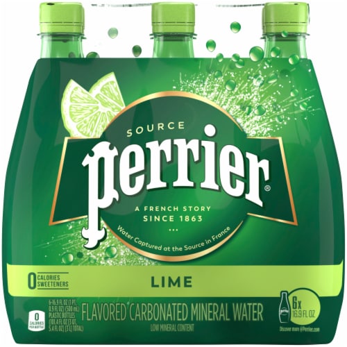 Perrier® Lime Flavored Sparkling Bottled Water Perspective: back
