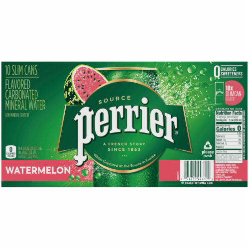 Perrier® Watermelon Sparkling Natural Mineral Water 10 Cans Perspective: back