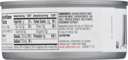 Valley Fresh 100% Natural Canned Chicken Breast Perspective: back