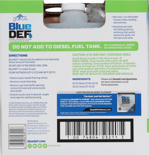 BlueDEF Diesel Exhaust Fluid Synthetic Urea & Deionized Water 2.5 Gallon Jug Perspective: back