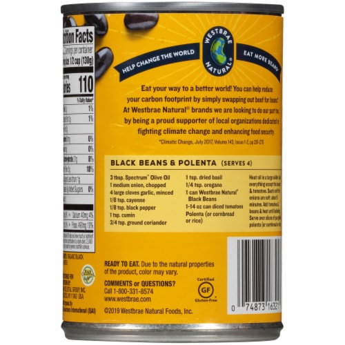 Westbrae Natural® Organic Black Beans Perspective: back