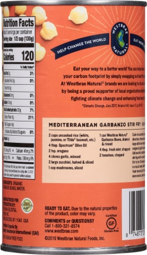 Westbrae Natural® Organic Garbanzo Beans Perspective: back