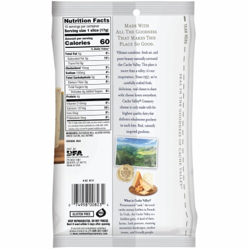 Cache Valley Pepper Jack Cheese Slices 10 Count Perspective: back