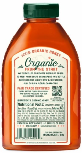 Organic Hive Raw & Unfiltered Honey Perspective: back