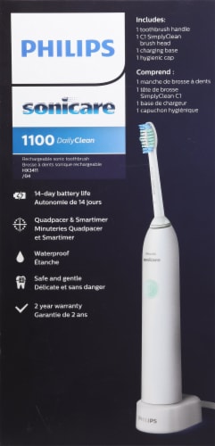 Sonicare HX3411-04 1100 Daily Clean Rechargeable Toothbrush, Mint Perspective: back