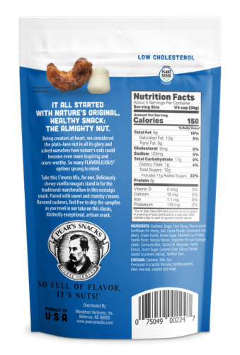 Pear's Snacks S'Mores Mix Cashew & Nougat Drops Perspective: back