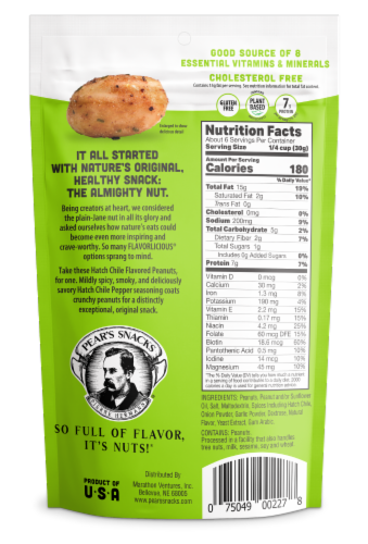 Pear's Snacks Hatch Chile Peanuts Perspective: back