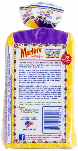 Martin's Cinnamon Raisin Butter Bread Perspective: back