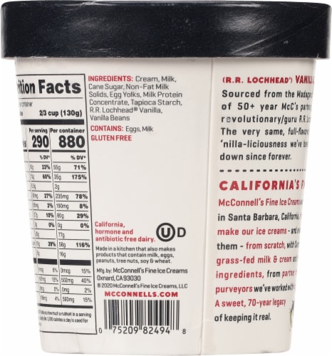 McConnell's® Vanilla Bean Ice Cream Pint Perspective: back