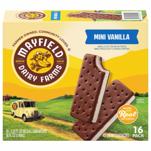 Mayfield Creamery Mini Vanilla Ice Cream Sandwiches with Chocolate Wafers Perspective: back