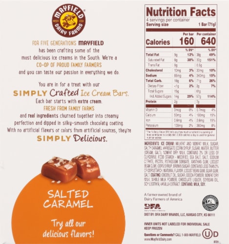 Mayfield Simply Crafted Salted Caramel Ice Cream Bars Perspective: back