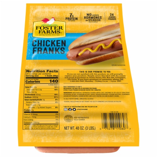 Foster Farms Jumbo Chicken Franks Perspective: back