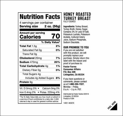 Foster Farms Honey Roasted Turkey Breast Perspective: back