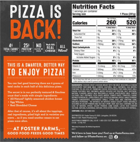 Foster Farms Smart Crust Uncured Pepperoni Frozen Pizza Perspective: back