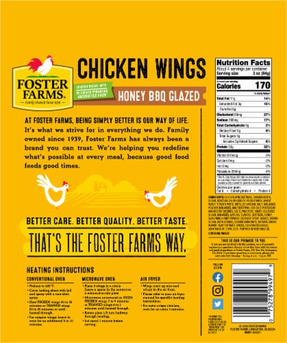 Foster Farms® All Natural Honey BBQ Glazed Chicken Wings Perspective: back