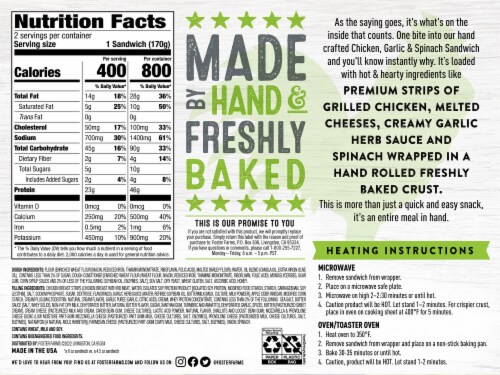 Foster Farms® Chicken Garlic Spinach Hand-Rolled Sandwiches Perspective: back