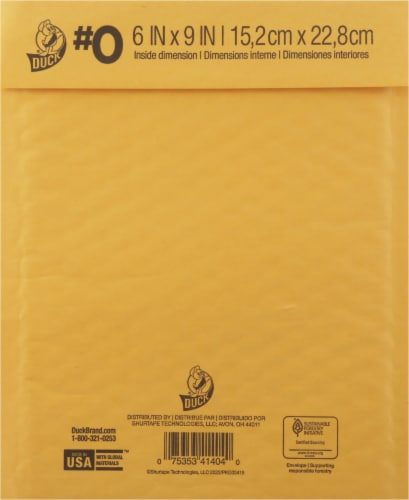 Duck® Kraft Bubble Mailer Envelope - Yellow Perspective: back