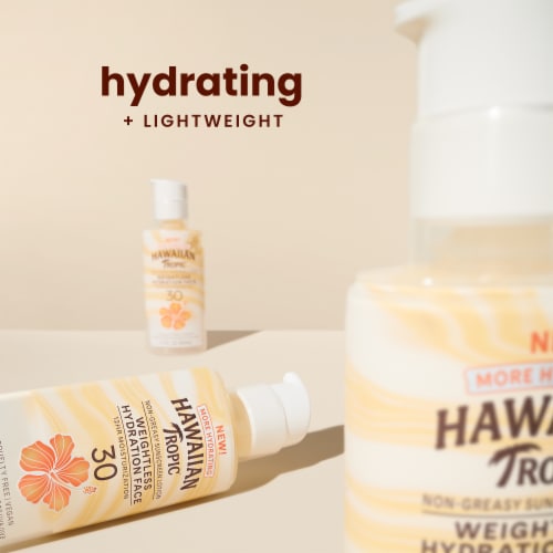 Hawaiian Tropic Weightless Hydration Face Sunscreen Lotion SPF 30 Oil Free 12hr Moisturization Perspective: back