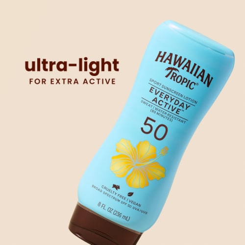 Hawaiian Tropic Everyday Active Sport Sunscreen Lotion SPF 50 Oil Free Water + Sweat Resistant Perspective: back