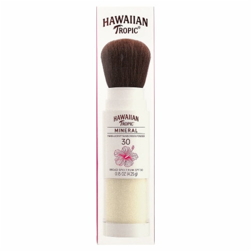Hawaiian Tropic Mineral Sunscreen Powder Brush SPF 30 100% Mineral Translucent Sunscreen Powder Perspective: back