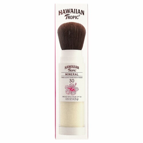 Hawaiian Tropic Mineral Sunscreen Powder Brush SPF 30 100% Mineral Translucent Sunscreen Powder Perspective: back
