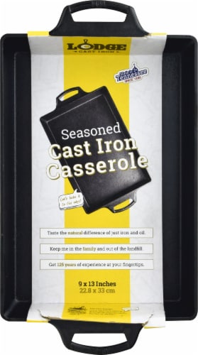 Lodge Baking Pan Seasoned Cast Iron Casserole Pan Perspective: back