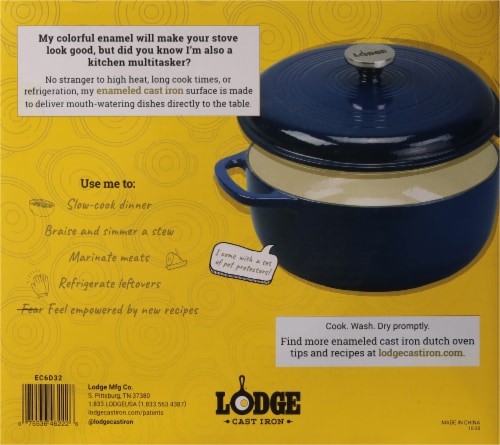 Lodge® Enameled Cast Iron Dutch Oven - Indigo Perspective: back
