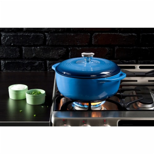Lodge Porcelain Enameled Cast Iron Dutch Oven - Blue Perspective: back