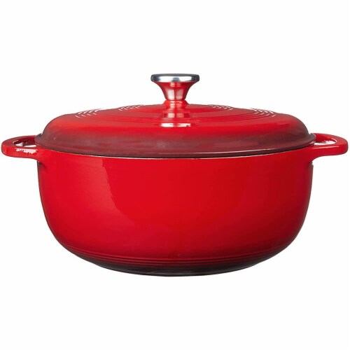 Lodge Dutch Oven Enameled Cast Iron - Red Perspective: back