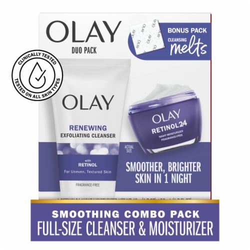 Olay Regenerist Face wash + Facial Moisturizer Duo Pack with Retinol 24 +Peptides Perspective: back