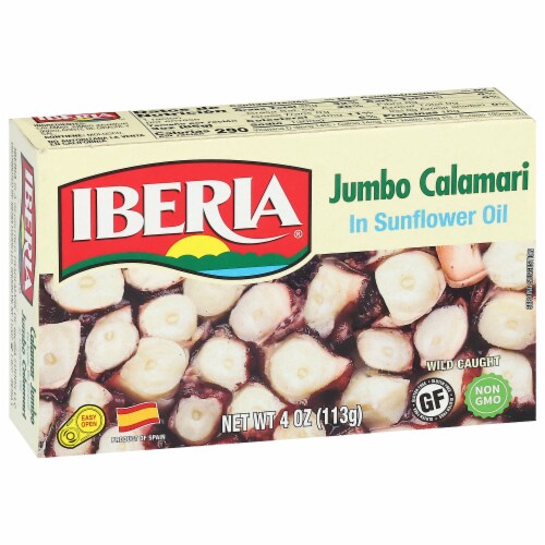 Iberia Calamari in Sunflower Oil Jumbo 4 oz Perspective: back