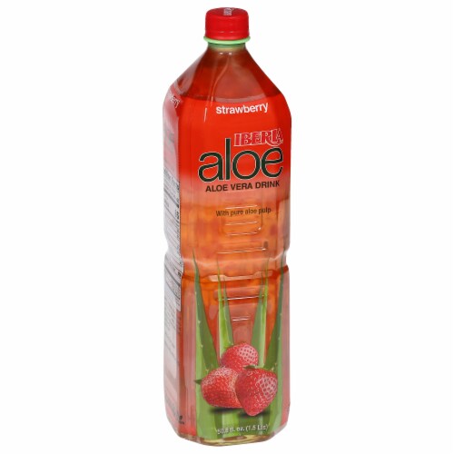 Iberia Strawberry Aloe Vera Drink with Pure Aloe Pulp 50.8 fl oz Perspective: back