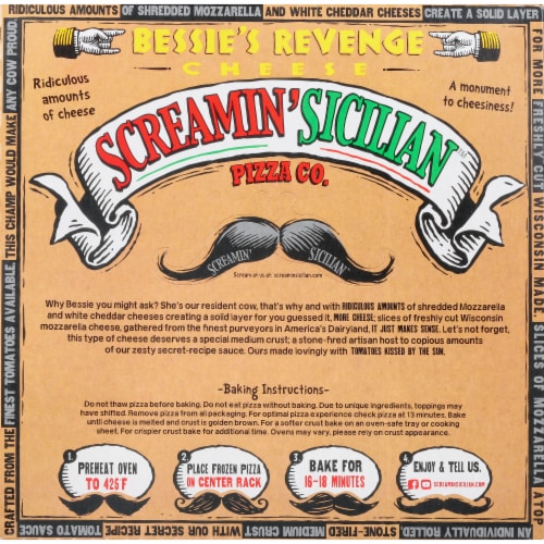 Screamin' Sicilian® Bessie's Revenge Cheese Frozen Pizza Perspective: back