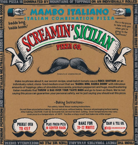 Screamin' Sicilian Mambo Italiano Combination Frozen Pizza Perspective: back