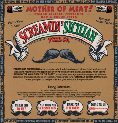 Screamin Sicilian® Mother of Meats Original Crust Frozen Pizza Perspective: back