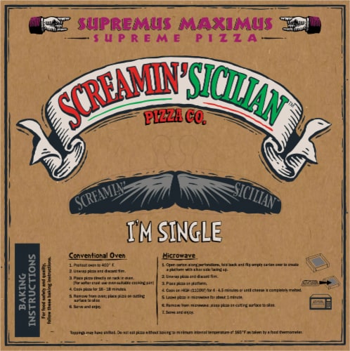 Screamin' Sicilian Supreme Maximus Single Serve Frozen Pizza Perspective: back