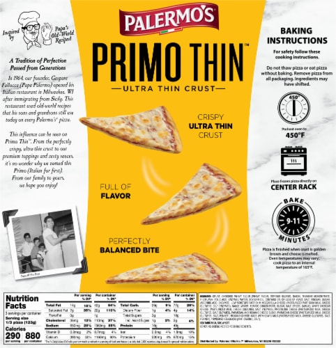 Palermo's® Primo Thin™ Cheese Lovers Frozen Pizza Perspective: back