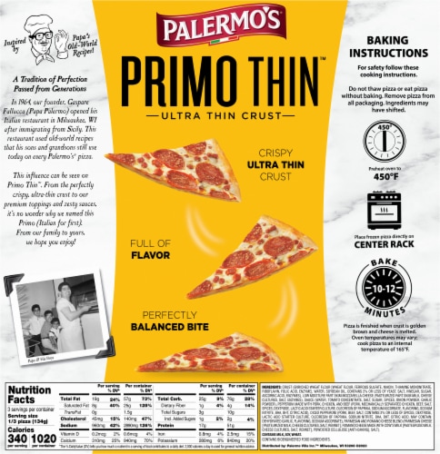 Palermo's Primo Thin Ultra Thin Crust Pepperoni Frozen Pizza Perspective: back