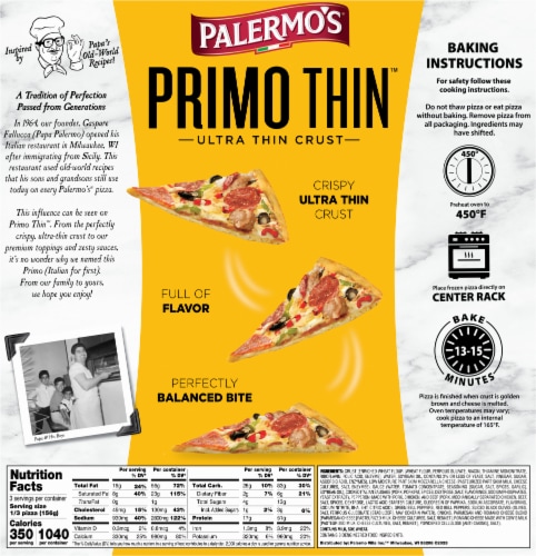 Palermo's Primo Thin Supreme Ultra-Thin Crust Frozen Pizza Perspective: back