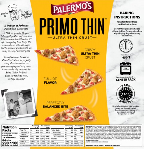 Palermo's® Primo Thin™ Italian Sausage Frozen Pizza Perspective: back