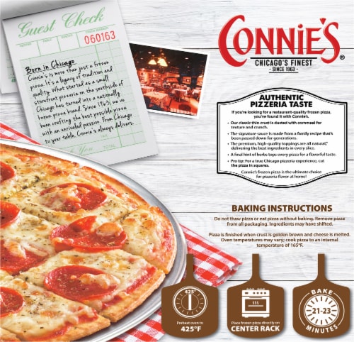 Connie's Classic Thin Crust Uncured Pepperoni Frozen Pizza Perspective: back